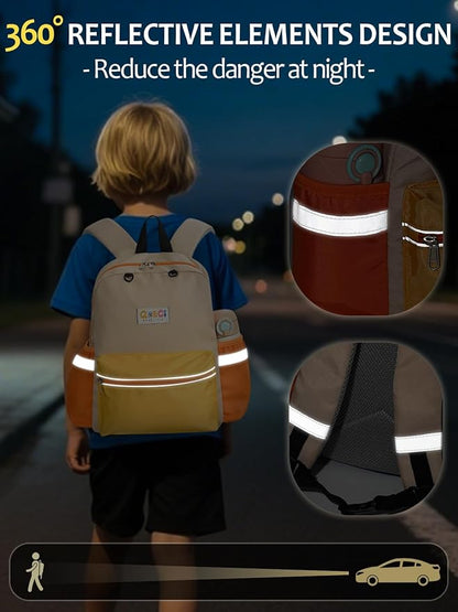 Kids Backpack for Boys Girls, Toddler Backpack for Preschool Kindergarten, 15inch Elementary School Bookbag with Reflective for Ages 6-8, Yellow