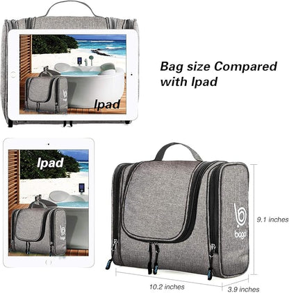 Bago Travel Toiletry Bag for Women and Men - Large Waterproof Hanging Large Toiletry Bag for Bathroom and Travel Bag for Toiletries Organizer - Makeup Bag (SnowGray)