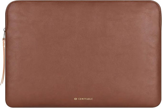Comfyable Slim Protective Laptop Sleeve Compatible with 13/13.3/14 Inch MacBook Air & MacBook Pro, Mac Travel Case, Laptop Pouch, Slim PU Leather Cover M5/M4/M3/M2/M1 2025-2021, Brown