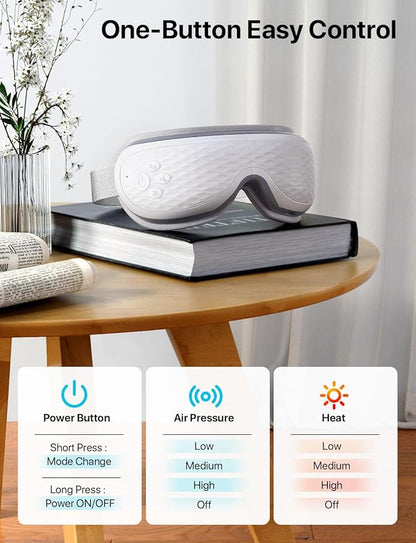ALLJOY Eye Massager with Heat, Christmas Gifts for Women,White Elephant Gifts for Adults, Bluetooth Music Sleep Mask for Migraine Relief,Eye Strain, Dark Circles & Dry Eyes