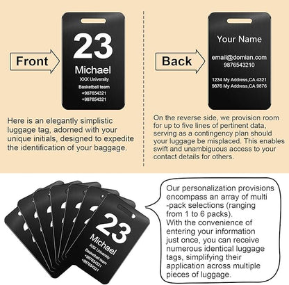 Customized Stainless Steel Luggage Tags: Personalize Your Suitcases, Backpacks, and Bags with Your Text - Custom Initial Text Name ID,Number 2"x3.3"(4 Pack)