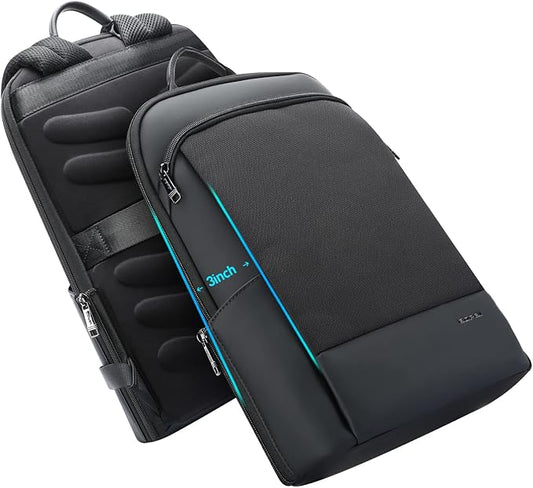 BOPai 15 inch Super Slim Laptop Backpack Men Anti Theft Waterproof Backpack Light Smart Business Computer Backpack Casual Daypack Black