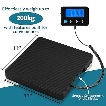 Smart Weigh Digital Postal Shipping Scale, 220 lb Capacity, 0.1 oz Readability, Hold & Tare Function, Includes Batteries & USB-C