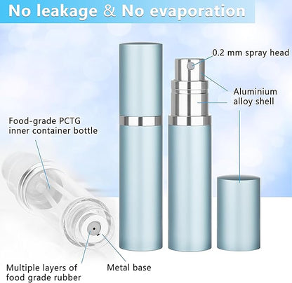 Refillable Perfume Atomizer Travel Bottle 5ml Leakproof Luxury Travel Perfume Refillable Bottle, Portable Fragrance Atomiser (Light Blue)