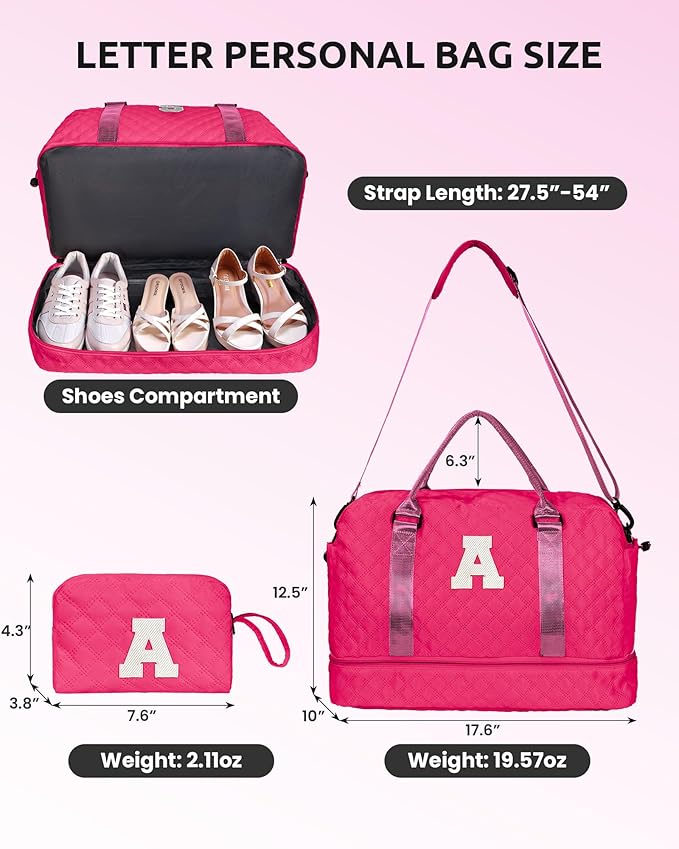 7 8 9 10 11 12 13 14 15 16 Year Old Girl Birthday Gifts-Initial Travel Bag with Shoe Compartment, Weekender Bag, Monogram Overnight Bag for Women, Letter Travel Bag with Makeup Bag (Letter Z)