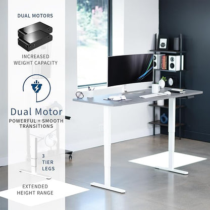 VIVO Electric 71 x 30 in Dual Motor Sit Stand Desk, Memory Height Adjustment, 2B Series, Dark Gray Top White Frame, DESK-KIT-2W7G
