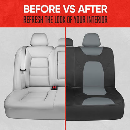 Motor Trend AquaShield Waterproof Gray Rear Split Bench Seat Covers for Trucks Rear Seat Cover Only - Black Car Seat Covers, Back Seat Cover Only - Durable Neoprene Spill Resistant for Kids & Dogs