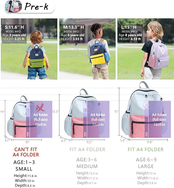 Preschool Toddler Backpack For Boys Girls, School Mini & Travel, Small Kids Child Backpacks, Kindergarten Elementary bag, 11.6" H