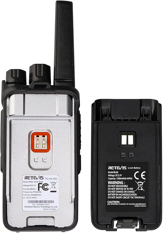 Retevis RT68 Walkie Talkies Rechargeable,Portable FRS Two-Way Radios for Adults,Heavy Duty 2 Way Radios Long Range,USB Charging Base,License Free Walkie Talkie for Road Trip Gifts Camping (2 Pack)