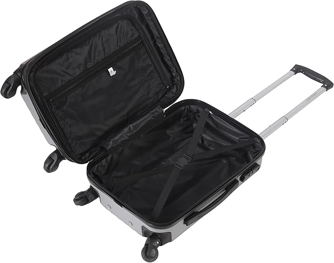 Karriage-Mate 20″ Hardside Carry-On Luggage – Lightweight & Durable Travel Suitcase with 360° Spinner Wheels, Telescopic Handle, Built in TSA Lock – Fits Cabin Size Overhead Bins (Silver)