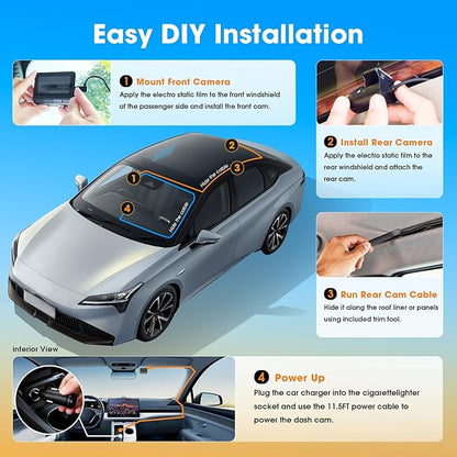 DDPAI 4K Dash Cam Front and Rear, Built-in 32G eMMC Dual Dash Camera for Cars, 128GB Card Included Dashcam,GPS, Night Vision,5G WiFi, 7-Days Parking Mode, 3" IPS, ADAS, WDR, Support 512GB, Z60