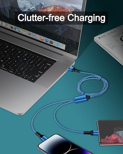 for Apple Lightning & USB-c 2-in-1 Charging Cable (4 Feet), USB to Lightning & USB to USB-c Long Fast Charger Cord for iPhone 17 Air 16e 16 15 Pro Max 14 Plus 13 12 11 mini, Samsung Galaxy, Pixel