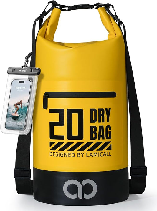 Lamicall Dry Bag, Waterproof Bag - [Durable & Floating] 5L/10L/20L/30L/40L Roll Top Drybag with Water Proof Phone Pouch for Travel Swimming Boating Kayaking Paddle Board Camping Beach Accessories