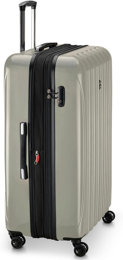 DELSEY PARIS Helium Aero Hardside Expandable Luggage with Spinner Wheels, Latte, Checked-Large 28 Inch