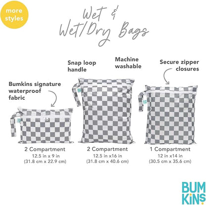 Bumkins - Waterproof Wet Bag - For Baby, Travel, Swim Suit, Cloth Diapers, Pump Parts, Pool, Gym, Toiletry, Strap to Stroller - Reusable & Easy to Clean - 2pk - Desert Boho