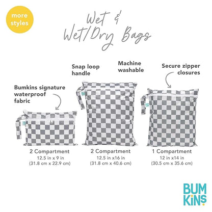 Bumkins Waterproof Wet Dry Bag for Baby, Travel, Swimsuit, Cloth Diaper, Pump Parts, Pool, Beach, Gym Clothes, Toiletry, Hook to Stroller, Daycare, Zip Reusable Wetdry Packing Pouch, Watercolor Floral
