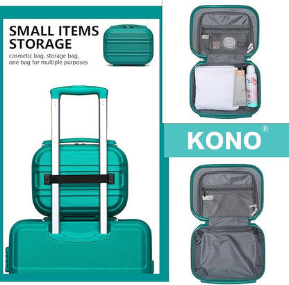 Kono Carry On Luggage Set Airline Approved Lightweight PC+ABS Carry On Suitcase with TSA Lock Spinner Wheels Durable Luggage Hardside Turquoise