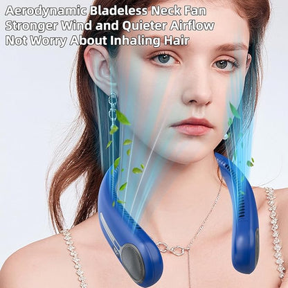Portable Neck Fan,Hands Free Personal Wearable Bladeless Fan,6000mAh USB Rechargeable,360° Cooling,LED Display,4-Speeds,Birthday Gifts for Men Women Dad Mom,Stocking Stuffers Christmas Gifts (Navy)