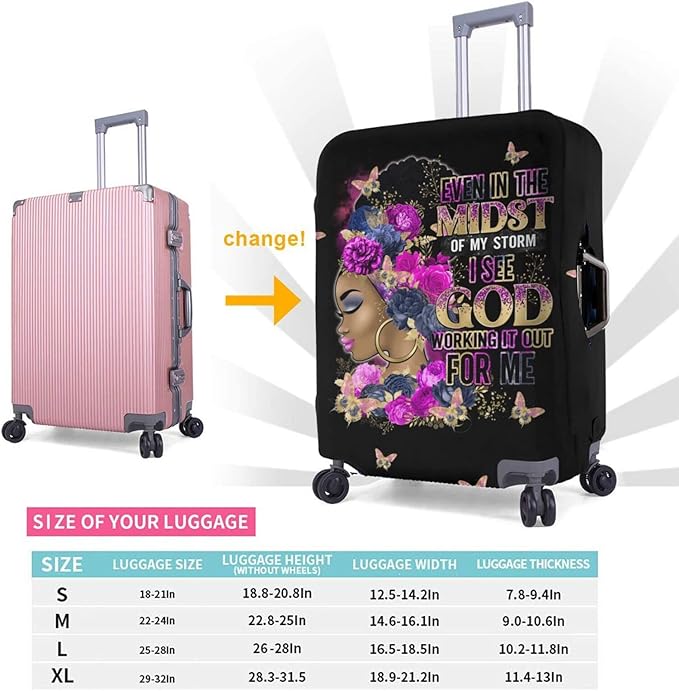 Travel Suitcase Protector Light skin african american Elastic Protective Washable Luggage Cover With Concealed Zipper Suitable For 18-32 Inch (S (for 18--21 inch luggage))