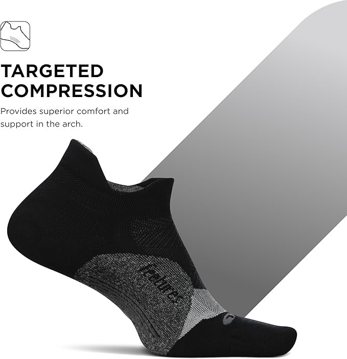 Feetures Elite Light Cushion No Show Tab Athletic Ankle Socks - Sport Sock with Targeted Compression