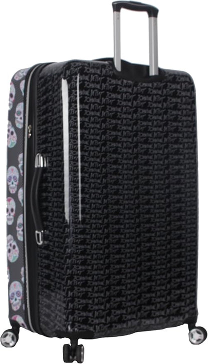 Betsey Johnson 30 Inch Checked Luggage Collection - Expandable Scratch Resistant (ABS + PC) Hardside Suitcase - Designer Lightweight Bag with 8-Rolling Spinner Wheels