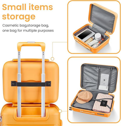 Merax Luggage Set 4 Piece Suitcase with Case Expandable Spinner Wheels Hardshell Airplane Approved Luggage Sets,Orange,14/20/24/28