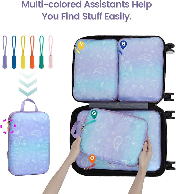 Cambond Compression Packing Cubes for Travel Women - Expandable Travel Bags Luggage Organizers Travel Essentials Compression Cubes for Travel Carry on Suitcases Organizer