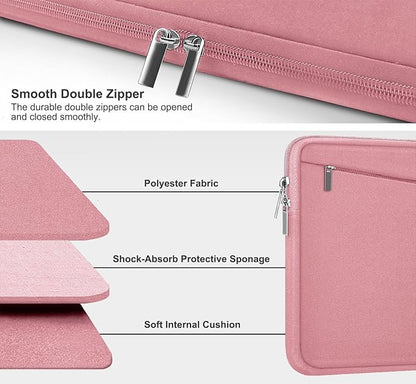 15.6 inch Laptop Case, Slim Computer Carrying Bag Protective Cover Briefcase with Front Pocket, Durable Laptop Sleeve for 15-16 Inch HP, Dell, Lenovo, Asus- Red Pink