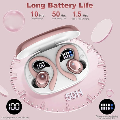 Wireless Earbuds Bluetooth 5.4 Headphones Sport, New Bluetooth Earbuds with Earhooks, 50H Stereo Over Ear Buds, Earphone with 4 ENC Noise Canceling Mic, IP7 Waterproof Headset for Running/Gym/Workout