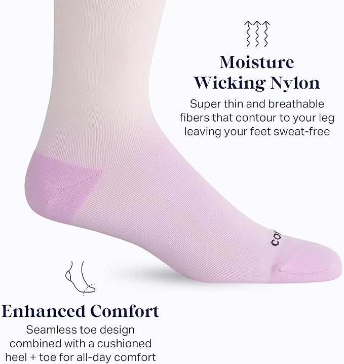 Comrad Nylon Knee High Socks - 15-20mmHg Graduated Compression Socks - Soft & Breathable Support Unisex Socks