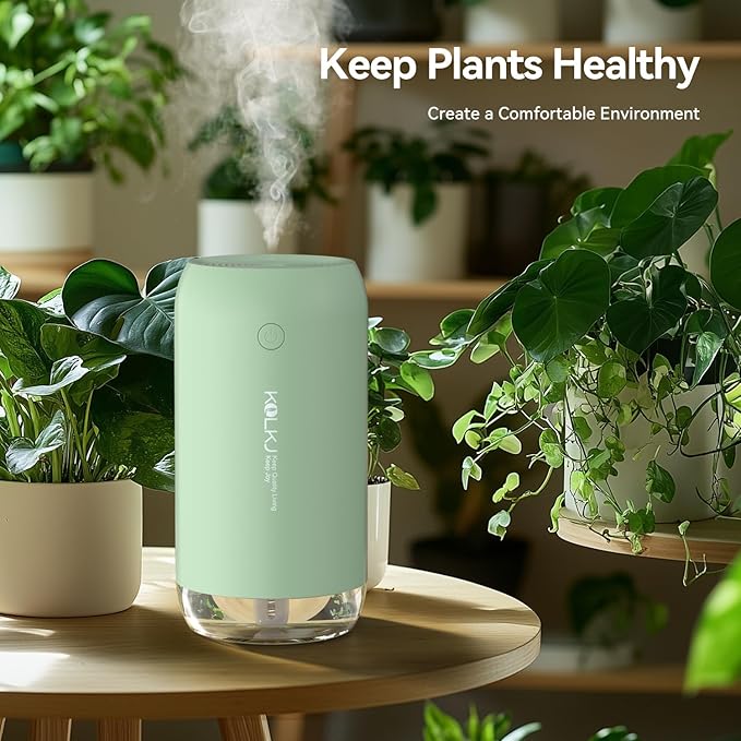 Portable Mini Humidifier, KQLKJ 350ml Small Cool Mist Humidifier, USB Personal Desktop Humidifiers for Bedroom Car Office Travel with Auto Shut-Off & 2 Mist Modes (Green)