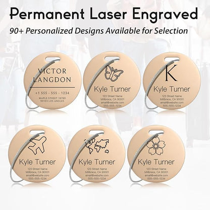 Customized Stainless Steel Luggage Tags: Personalize Your Suitcases, Backpacks, and Bags with Your Text (Rose Gold)