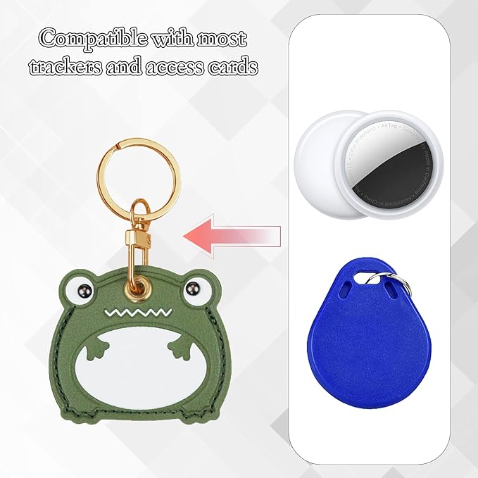 Leather Keychain Case Holder Compatible with Apple AirTag, GPS Airtag Keychain Finder Tracker with Key Ring, Anti-Scratch Protective Air Tag Cover