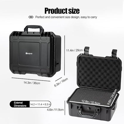 small Hard case Waterproof Hard Case with DIY Customizable Foam Insert Portable Protective Case for Camera Drones Equipments Tools Test Instruments 14.2''x11.4''x6.3''