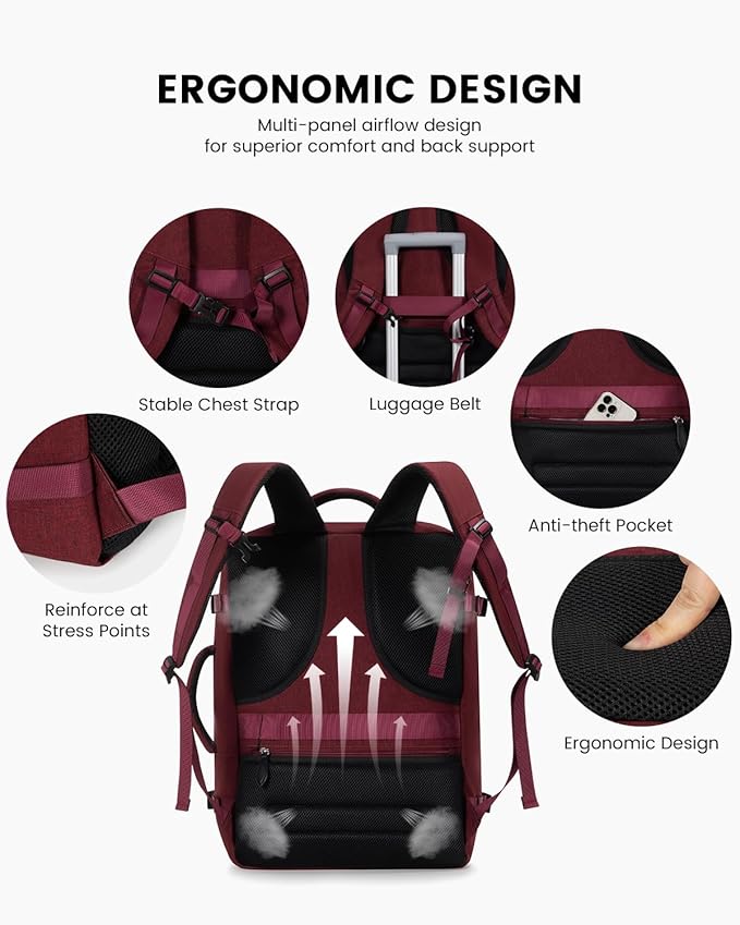 LOVEVOOK Carry on Backpack, 45L Large Travel Backpack for Women Men Airline Approved, Expandable Large Suitcase Backpacks With 4 Packing Cubes, Aer Travel Pack 3, Water Resistant Weekender Bag