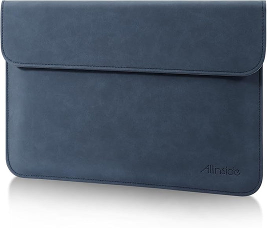 Allinside 13 Inch Laptop Sleeve Case for MacBook Air 13 2018-2025/MacBook Pro 13 2016-2022/Macbook Pro 14 2021-2024, Waterproof Matte PU Leather Horizontal Envelope Protective Case Cover, Navy Blue