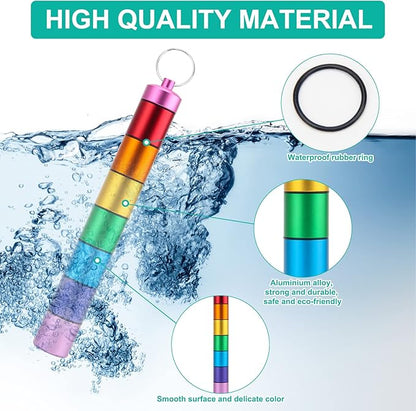 Small Portable Pill Case Keychain for Travel, AngleKai 2 Pack Pill Organizer Box, Waterproof Tablet Container Weekly Medicine Bottle Organizer (Rainbow)