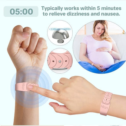 Hion Motion Sickness Bracelets Sea Sickness Wristbands for Motion Sickness/Morning Sickness/Pregnancy Nausea Anti Nausea Wristband Acupressure Nausea Bands Motion Sickness Bands（2Pairs Starlight）