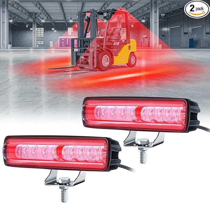 Forklift Safety Light with Red Side Warning Zone,30W LED Pedestrian Warning Light with Adjustable Mounting Bracket for Warehouse and Industrial Use, Enhances Workplace Safety,DC 10-110V