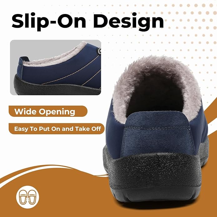 Mishansha Mens Womens House Slippers Warm Fur Lined Winter House Shoes Slip on Cozy Indoor Outdoor Slipper