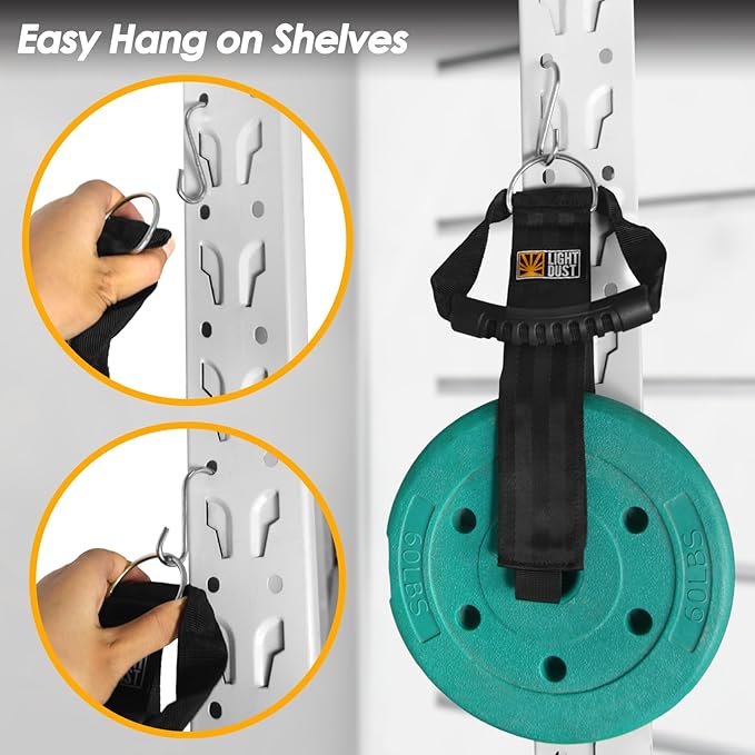 Hanging Extension Cord Holder - 4Pack 22" 35" Handle Wrap Straps with S Hooks Heavy Duty Garage Organizer Tool Hangers - Garden Hose Power Electrical Cable Rope RV Shed Storage and Organization