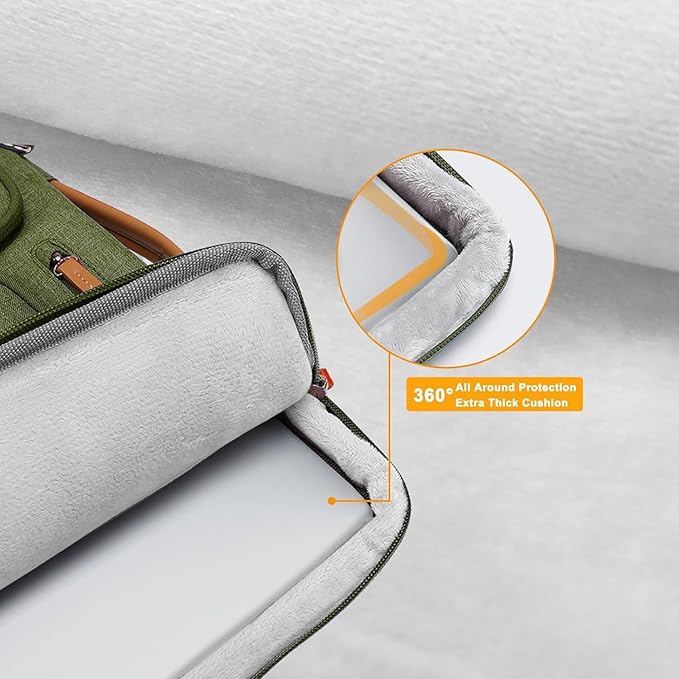 MOSISO 360 Protective Laptop Case 16 inch, 15-15.6 inch Laptop Sleeve Compatible with MacBook Pro 16, HP, Acer, Dell, Lenovo, ASUS, Side Open Carrying Case with 4 Zipper Pockets&Handle, Olive Green