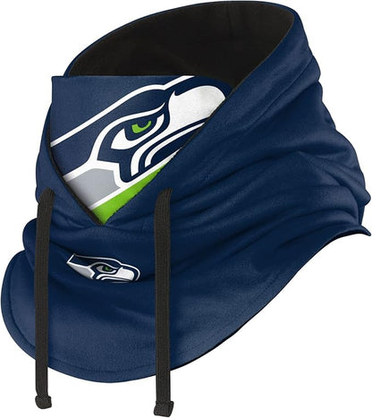 NFL Team Logo Team Color Drawstring Winter Cap Hooded Gaiter Balaclava Face Cover