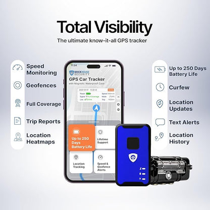 Brickhouse Security GPS Car Tracker - Hidden Tracker for Vehicles - Long Lasting Battery 140-Day LTE GPS Tracking Device for Vehicles with Magnetic Case & Extended Battery - Subscription Required