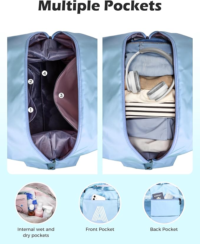 Birthday Gifts for Teen, College Essentials Travel Duffel Bag, Gym Bag, Personalized Weekender Bag，Monogram Overnight Bag Daughter Gifts Bridal Shower Gifts Birthday Gifts for Girl (Letter V)