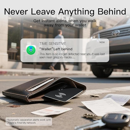 Ultra Slim Air Card Tag: GPS Wallet Smart Tracker Card - Compatible with Apple Find My Wallets Finder Tracking Cards Tags, Keep Track Item Locator of Luggage, Passport, Purse, Backpack (4 Pack Black)