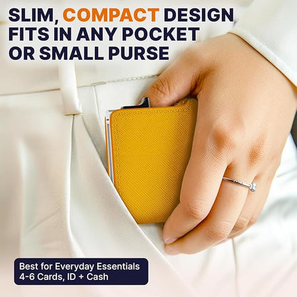 Conceal Plus Small RFID Wallet for Women, Slim Compact RFID Blocking Credit Card Holder Womens Wallet, Smart Pop Up Minimalist Card Case, Holds 4-6 Standard Cards Plus Cash & ID, Compact Travel Wallet