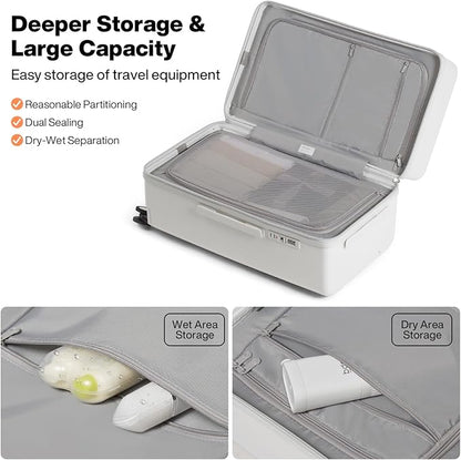 mixi 26'' Max Trunk Luggage Large Checked Luggage PC Hard Shell Rolling Travel Suitcases with Spinner Wheels & TSA Lock, Smoke White