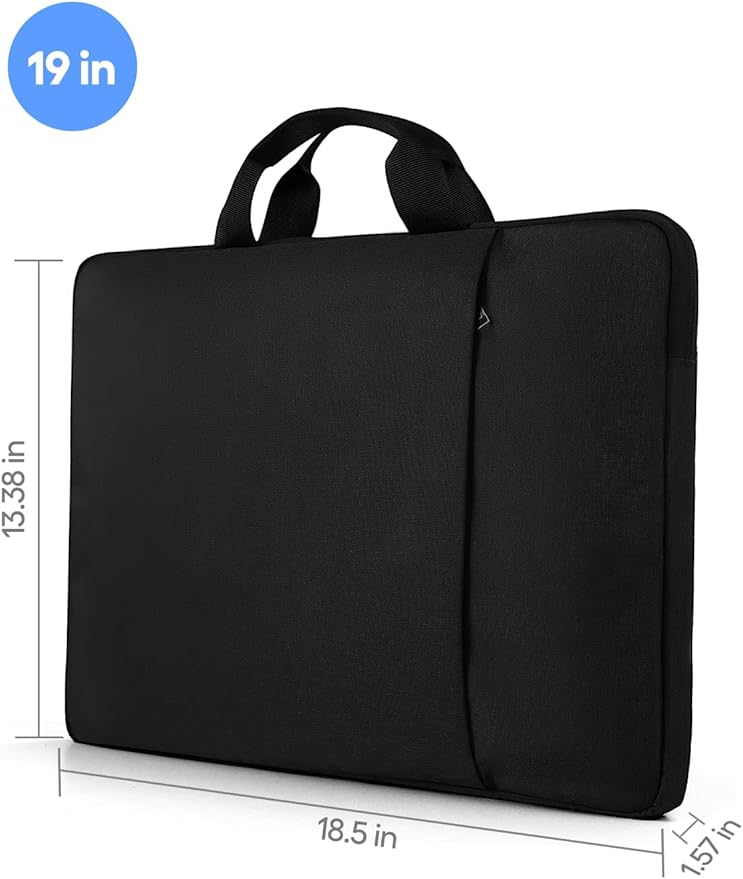 EVICIV Laptop Sleeve Case 19 inch, 360° Protective Handbags Portable Computer Cover Bag with Pocket Zipper for 17-19 inch Portable Monitor Laptop Notebook PC Books (Black)