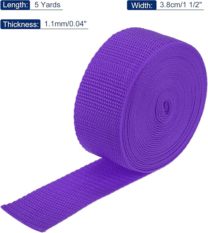 MECCANIXITY Lightweight Polypropylene Webbing Strap 1 1/2" 5 Yard Backpack Strapping Band Dark Purple for Outdoor Luggage Cargo Straps